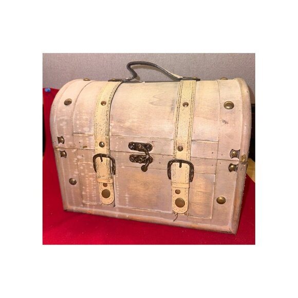 Set of 2 Barrel Top Container Boxes Rustic Antiqued Look Storage Home Décor - Picture 4 of 9